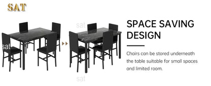 # Hot Dining Table Set For 4, Kitchen Tables And Chair For 4, Glass Dining Room Tables & PU Leather Metal Chairs, Table And Chai