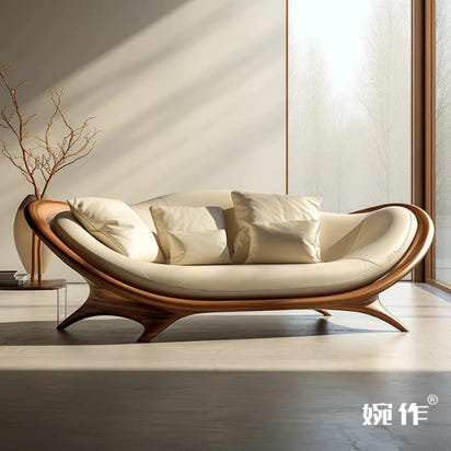 Washable White Nordic Sofa Wood Adults Reclining Lounge Double Chaise Couch Living Room Bedroom Lazy Divano Letto Furniture