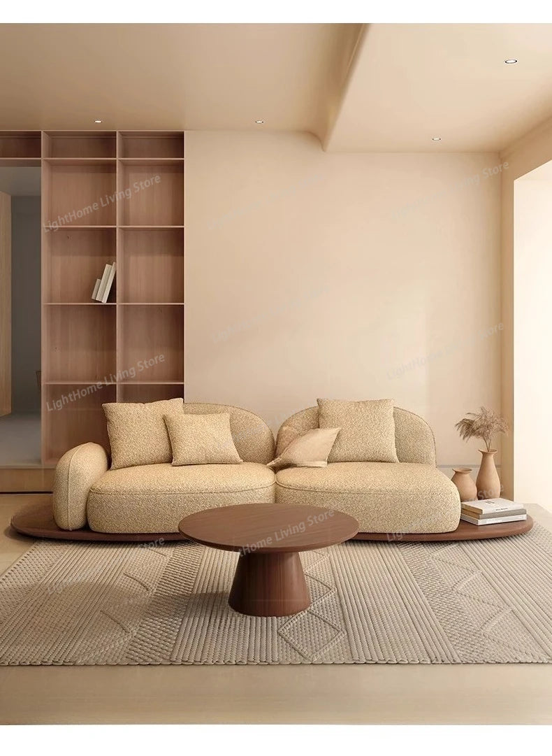 Living Room Coffee Table Designer Creative Three-person Log Style Furniture Modern Simple Modern Morocco Fabric Sectional Sofas