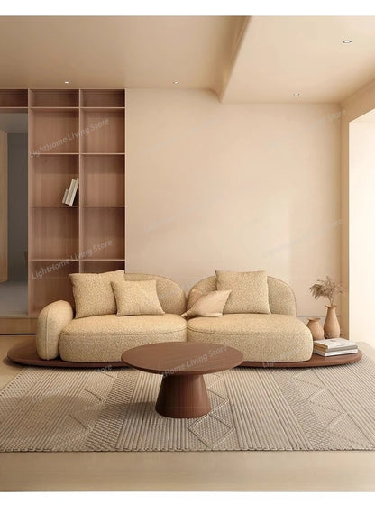 Living Room Coffee Table Designer Creative Three-person Log Style Furniture Modern Simple Modern Morocco Fabric Sectional Sofas