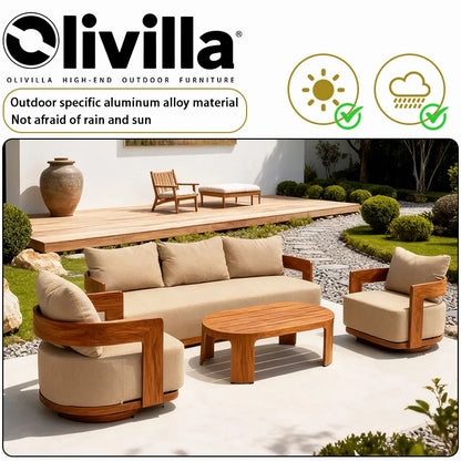 Homestay Courtyard Outdoor Sofa Villa Courtyard Garden Open-air Waterproof Furniture Set Simple Outdoor Teak Sofa Custom Design