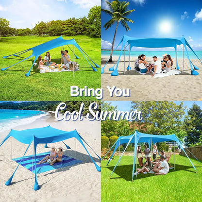 New Lycra Camping Sun Shelter UPF50+ Pop Up Beach Tent Outdoor Shade Beach Canopy for Camping Fishing Backyard Fun or Picnics