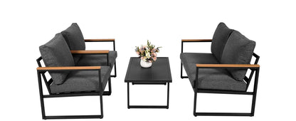 Patio Furniture Set, Metal Patio Conversation Sets with Removeble, High-Resiliency Sponge Cushions, Grey