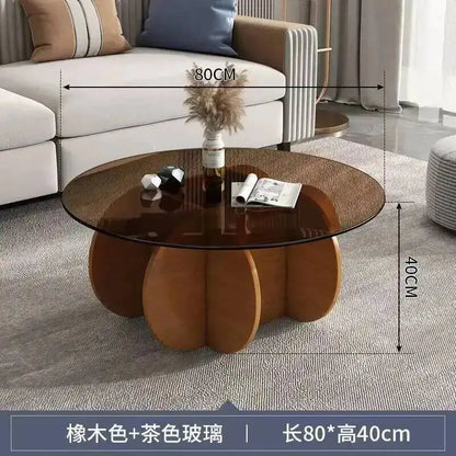Table basse de salon ronde en verre trempé, design créatif, résistante aux hautes températures, style luxe
