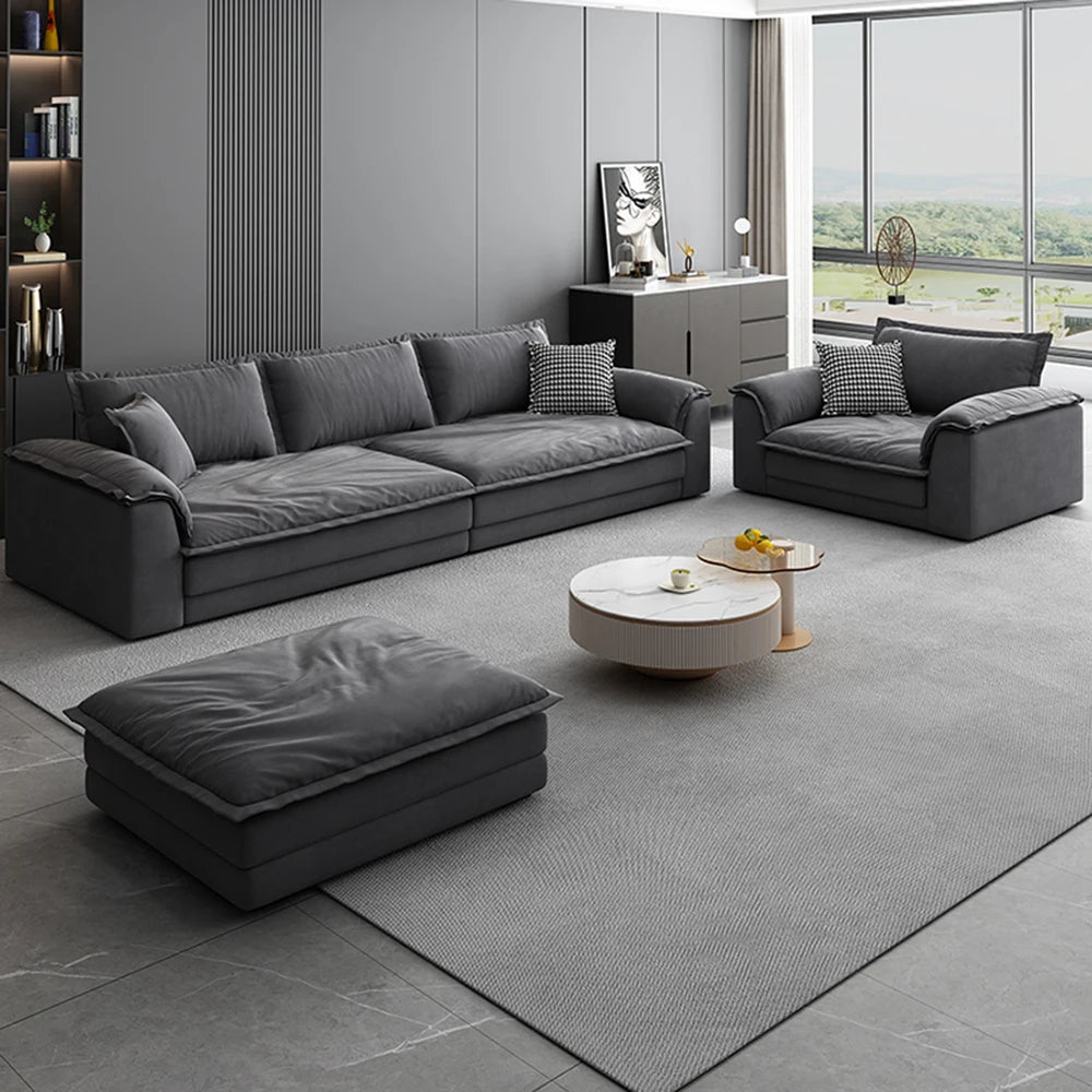 A Minimalist petal retro sofa home living room simple matte fabric corner sofa