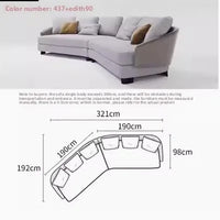 Sofa Italian leather fabric arc, sofa combination large apartment villa light luxury sofa