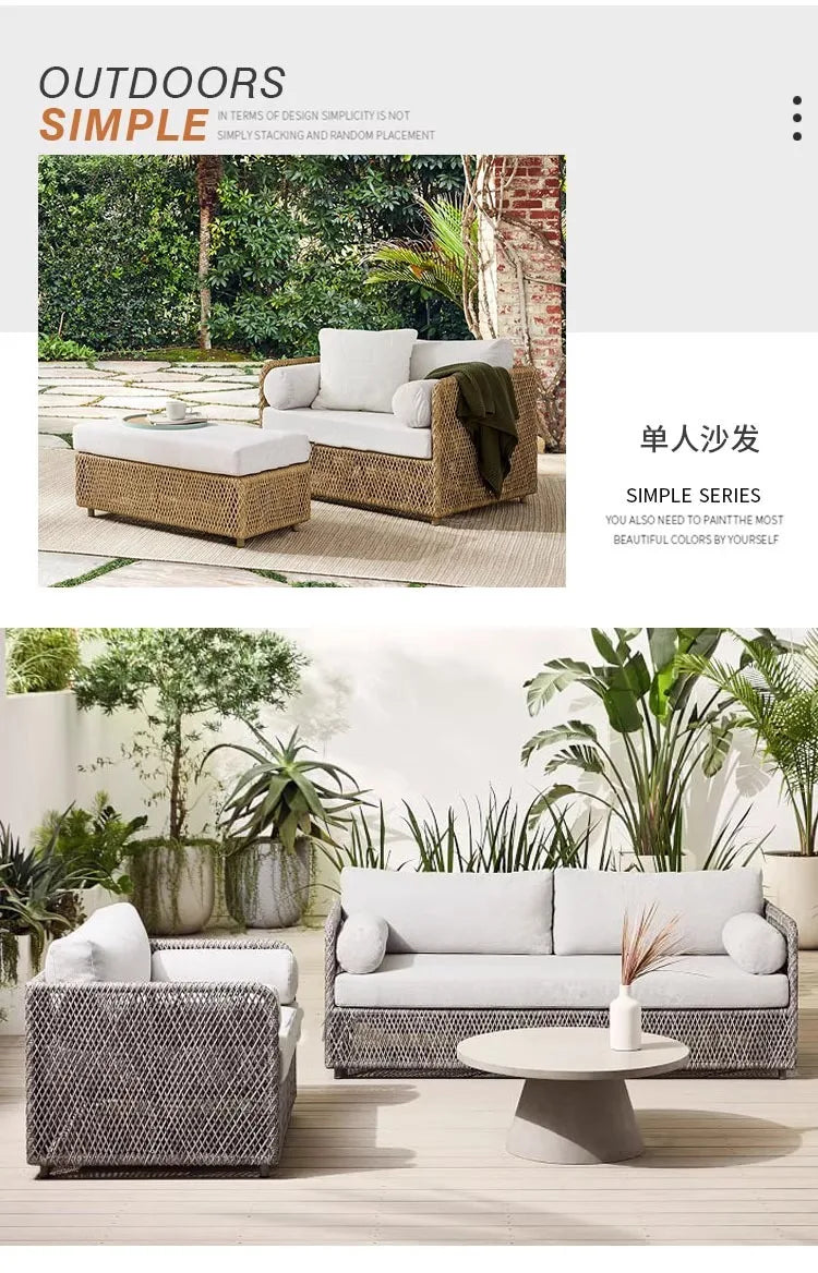 Leisure Rattan Outdoor Sofas Villa Design Decoration Creative Hotel Garden Sofas Advanced Balcony Furniture Gartenstuhl Lshysf