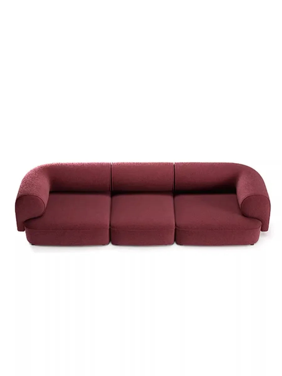 Light luxury Nordic fabric sofa living room very simple size apartment Nordic furniture designer red curved sofa
