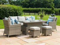 PatioLix Patio Wicker Dining Set Outdoor Furniture Sofa With Ice Bucket And Rising Table Waterproof Garden Rattan Sofa