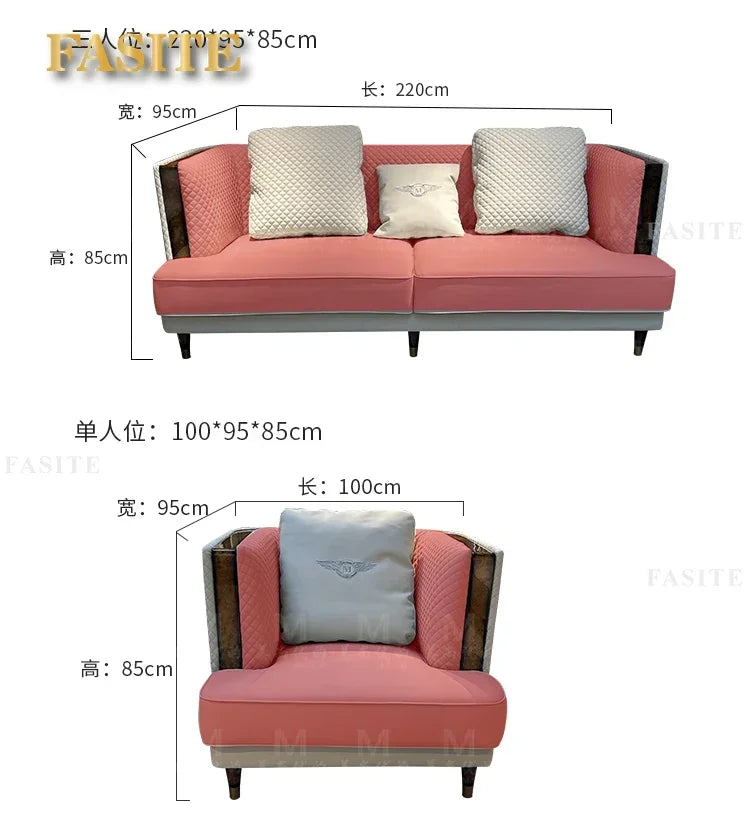 Italian light luxury leather sofa combination