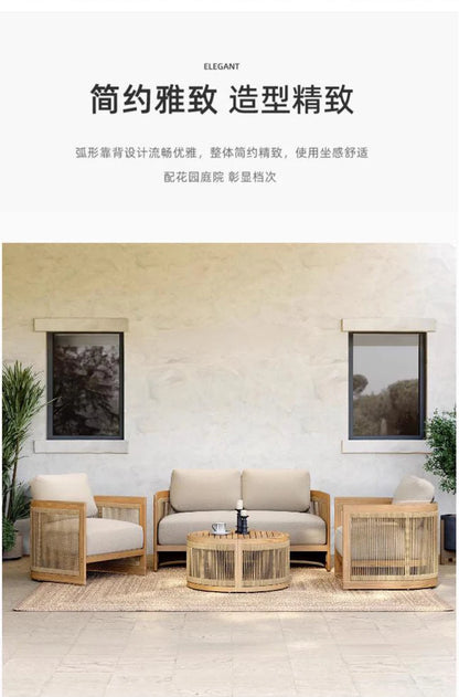 Reception Outdoor Garden Sofas Living Room Simple Backrest Modern Garden Sofas Homestay Wood Furniture Sofá Jardín MHHYSF