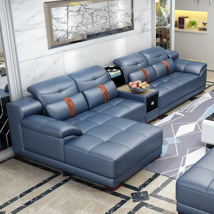 Leather sofa modern simple living room combination first layer cowhide size apartment corner