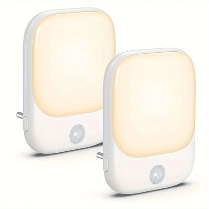 1pc/2pcs EU Plug in LED Motion Sensor Night Lights for Kids Bedroom Auto Dusk to Dawn Sensor Dimmable Wireless Cabinet Lamp
