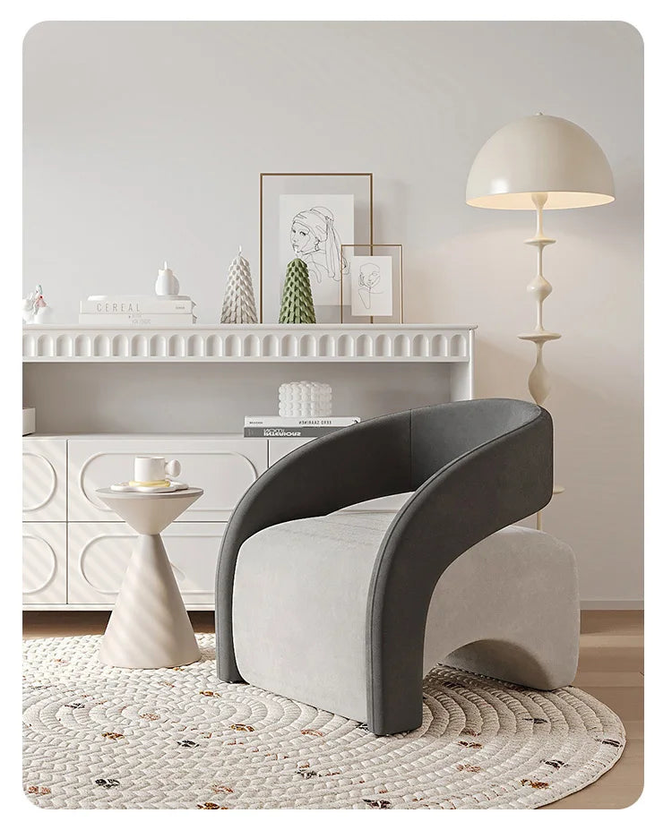 A Nordic Light Luxury Curved Balcony Chair Design Sense Living Room Lazy Single Sofa Leisure Chair