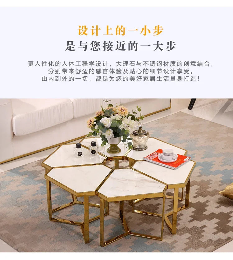 Creative Simple Modern Stainless Steel Marble Coffee Table Living Room Coffee Table Side Table