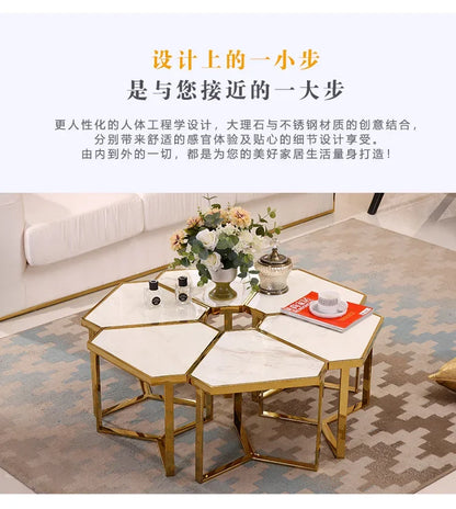 Creative Simple Modern Stainless Steel Marble Coffee Table Living Room Coffee Table Side Table