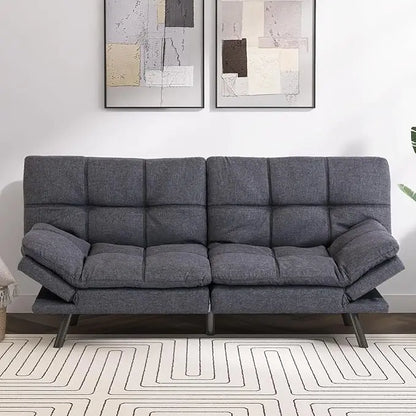 Faux Leather Futon Sofa Bed,Convertible Futon Couch,Memory Foam Loveseat Sleeper Sofa