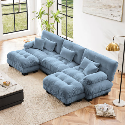 Oversized Modular Sectional Sofa Couch Comfy Cloud Deep Seat, Ottomans Chenille