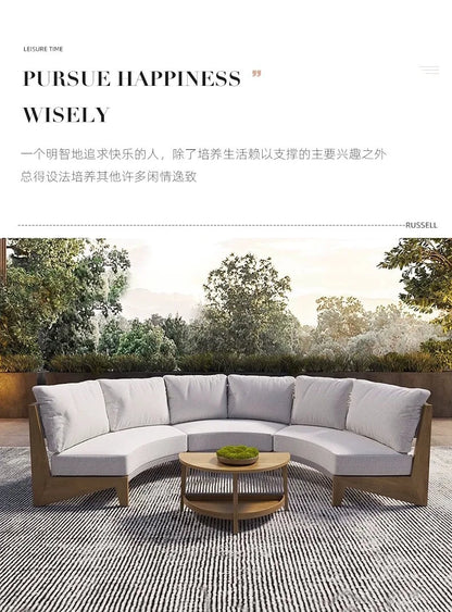 Outdoor sofa teak courtyard terrace leisure resort hotel outdoor deck rattan sofa garden furniture