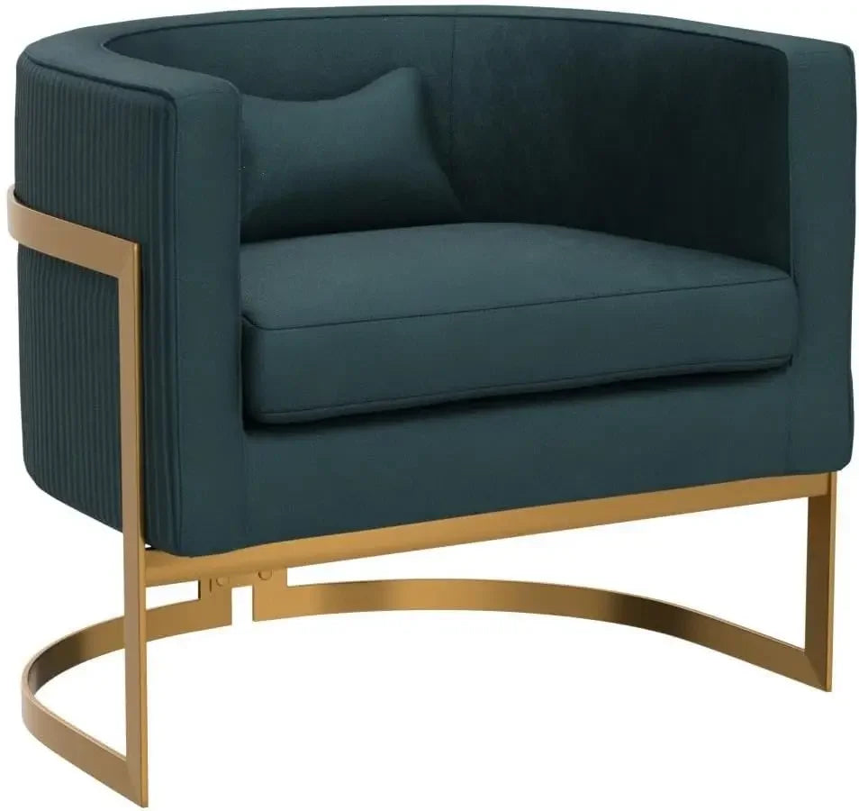Velvet Accent Chair, Modern Upholstered Arm Chair for Living Room Bedroom Sofa Side Chair Velvet Barrel Chair with Gold Legs