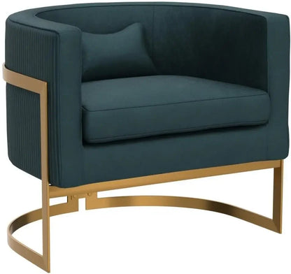 Velvet Accent Chair, Modern Upholstered Arm Chair for Living Room Bedroom Sofa Side Chair Velvet Barrel Chair with Gold Legs