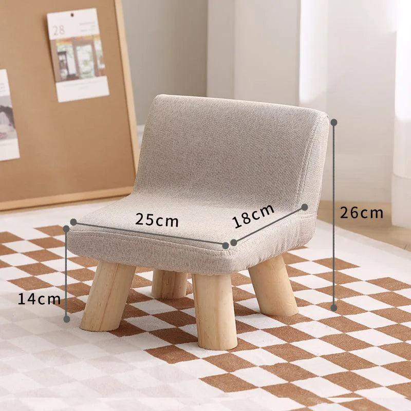 Nordic Wooden Chair with Backrest Strong Load Capacity for Bedroom Living Room Shoe Changing Low Chair Stool Home Furniture