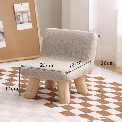 Nordic Wooden Chair with Backrest Strong Load Capacity for Bedroom Living Room Shoe Changing Low Chair Stool Home Furniture