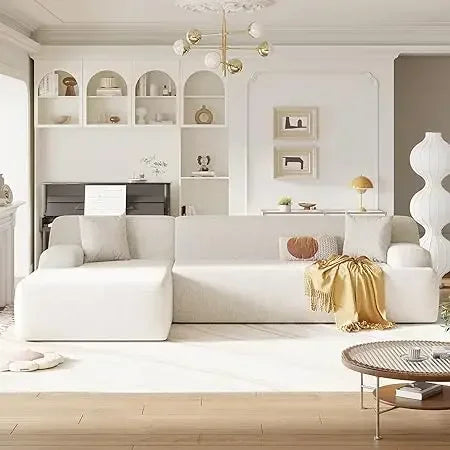 #For L-Shaped Modular Sectional Sofa, 3-Seater Comfy Cloud Couch with Ottoman/Chaise & 5 Pillows for Living Room Bedroom&