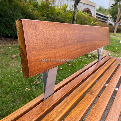 Banc urbain en métal au design moderne, mobilier de rue en bois pour parcs et lieux pour utilisation sur patio