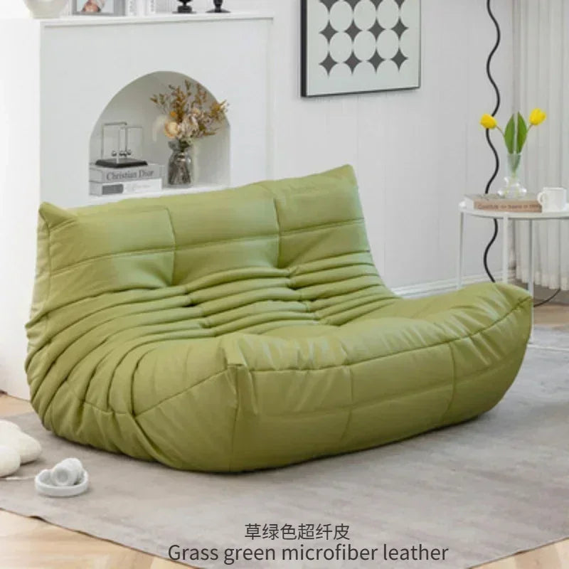 Single sofa living room bedroom lazy fabric leather leisure chair small apartment cream wind