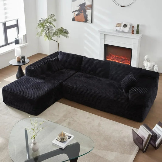 104'' L-Shape Modular Sectional Sofa Couch - Comfortable Upholstered Cloud Design Modern Minimalist Deep Seat Living Room Furnit