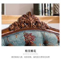 American-style all-solid wood fabric sofa combination three-person furniture set