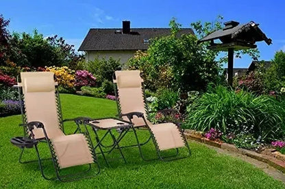 Homfa Garden Sun Lounger Set with Table Folding Adjustable Zero Gravity Recliner Chair Seat Indoor/Outdoor