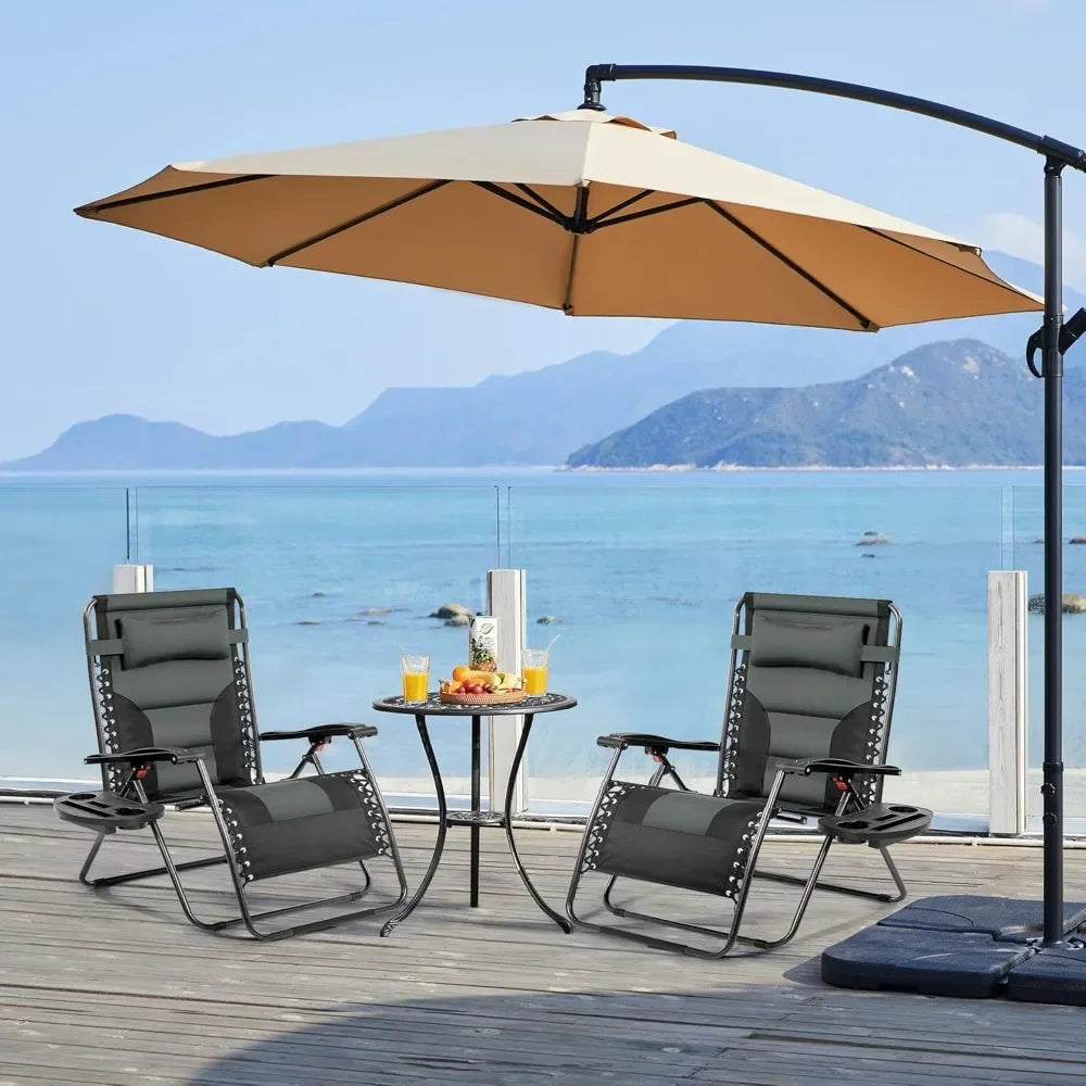 Oversized Zero Gravity Chair with Full Padding, Adjustable Outdoor Patio Lounger, Portable Anti-Gravity Recliner with Carry Bag