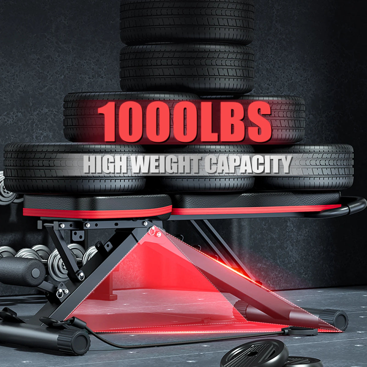 Weight Bench Foldable 14-in-1 Dumbbell Bench 1000 lbs Sit-up Assist Fitness Equipment 6 Adjustable for Full Body Workout