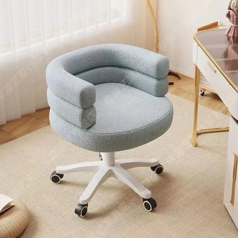 Living Room Swivel Chair Nordic Armchair INS Lift Computer Backrest Chair Lamb Wool Design Bedroom Makeup Chair Home Furniture