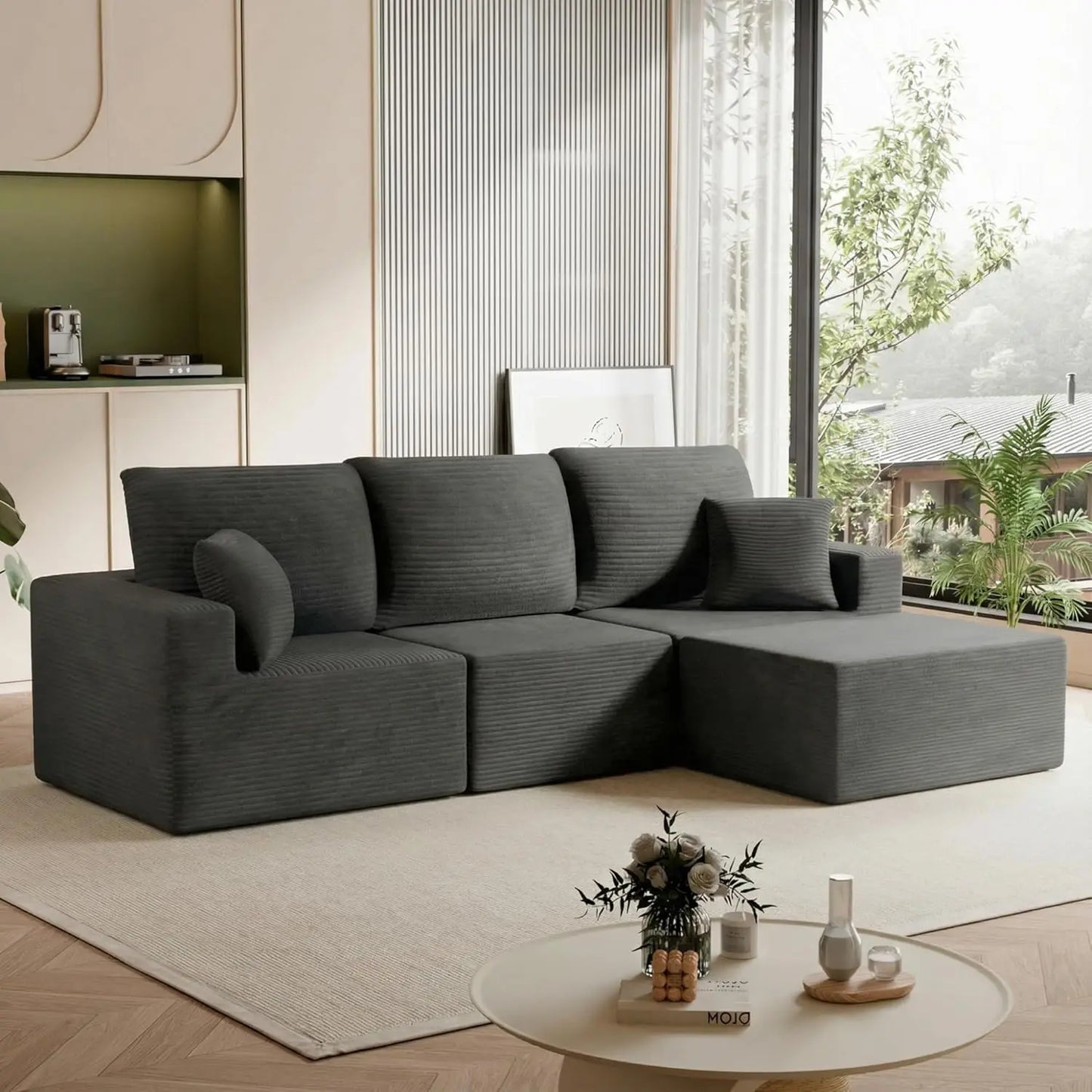 Grey L Shaped Sectional Sofa Deep Seat Cloud Modular Upholstered Living Room Furniture Custom