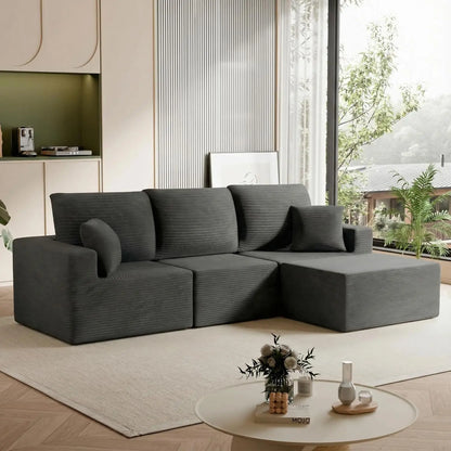 Grey L Shaped Sectional Sofa Deep Seat Cloud Modular Upholstered Living Room Furniture Custom