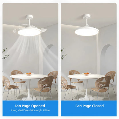Modern Ceiling Fan Sealing Fan Led Lighting Silent Invisible Blade Lamps Suitable for Living Room Dining Room Study Kitchen