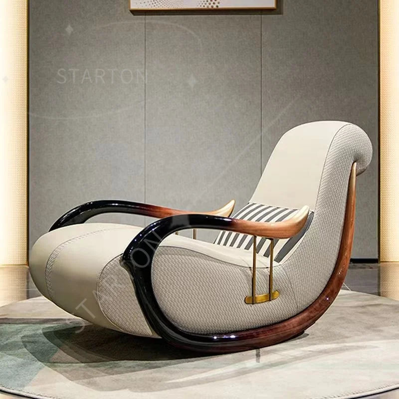 High-end Solid Wood Rocking Chair Adult Balcony Lounge Chair Living Room Elderly Lazy Chair