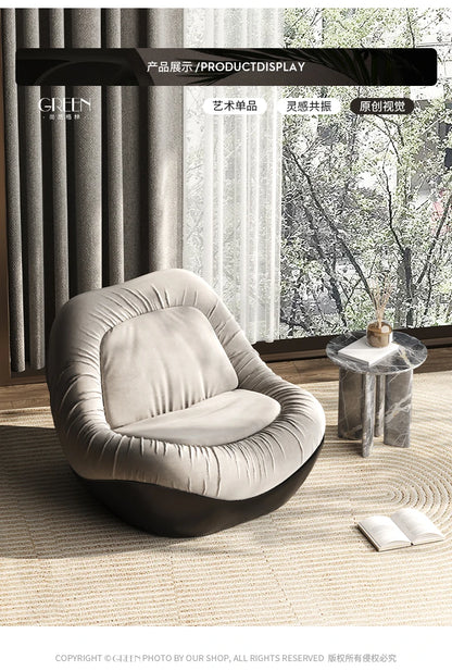 A076 Designer Simple Lazy Sofa Nordic Modern Light Luxury Villa Arc Leisure Chair Single Sofa Flannel