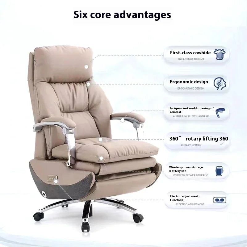 Headrest Boss Chair 7-Point Vibrating Wheels Rollerblade Lumbar Support Electric Footrest Cadeira De Escritorio Office Furniture