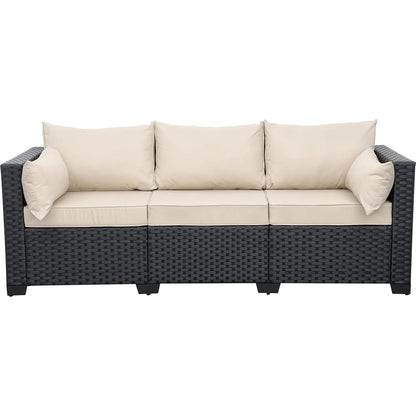 Patio Furniture 3-seat Sofa Wicker Outdoor Furniture Outdoor Couch Deep Seat Hight Backrest Waterproof Cover, Customized