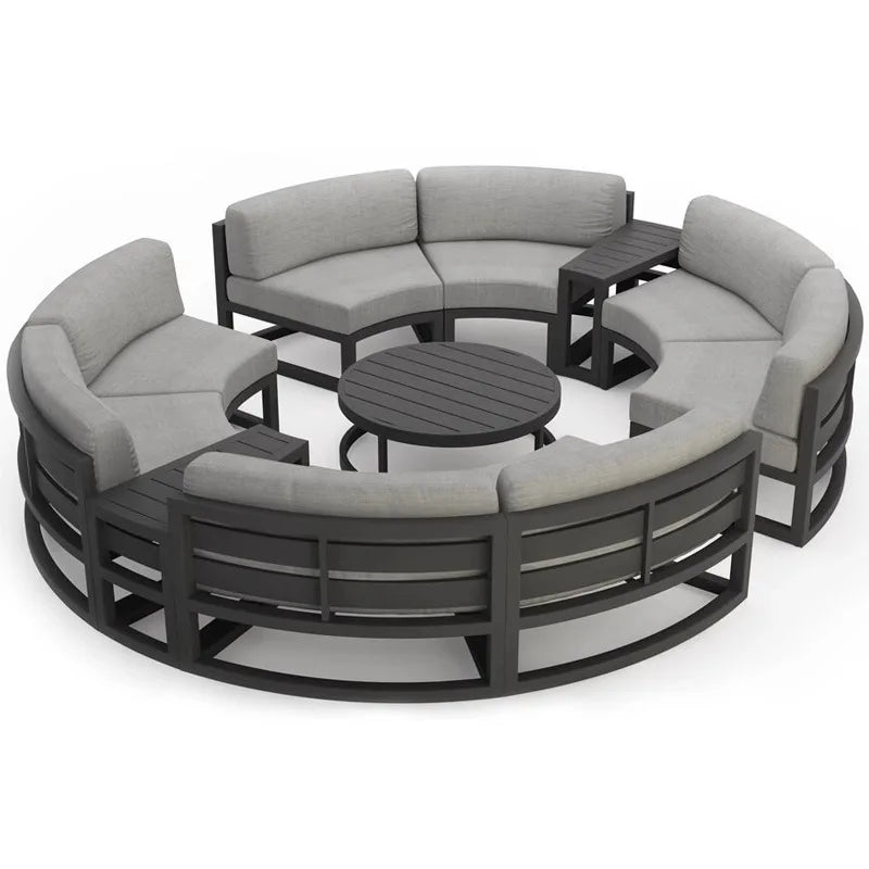 Nordic outdoor sofa coffee table combination simple leisure sales office outdoor courtyard waterproof and sunscreen circular arc