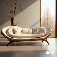 Washable White Nordic Sofa Wood Adults Reclining Lounge Double Chaise Couch Living Room Bedroom Lazy Divano Letto Furniture