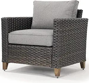 Outdoor Furniture, Patio Wicker Sectional Sofa Modular Furniture Set Single Sofa with Thick Cushions for Deck Porch Poolside Ga