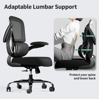 Ergonomic Office Chair with Adjustable Lumbar Support, Mesh Computer Chair for Home Office