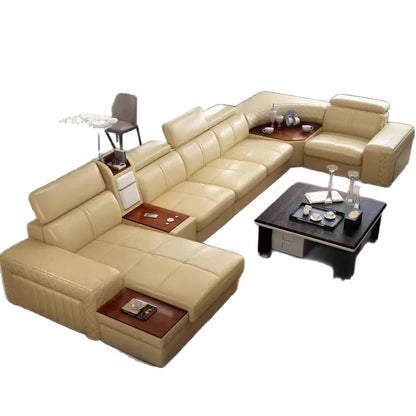 Light luxury multi-functional American living room leather art sofa light luxury combination furniture