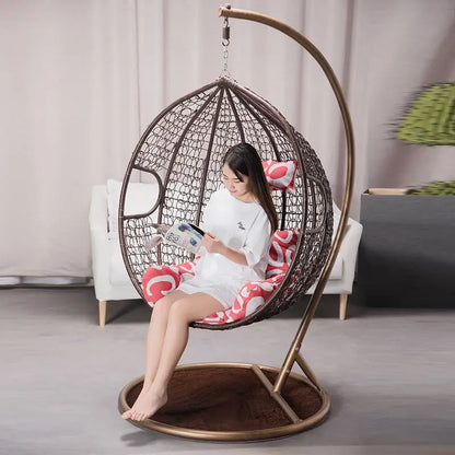 Factory Metal Adult Bamboo Rattan Outdoor Balcony Rocking Hanging Patio Swing Chair