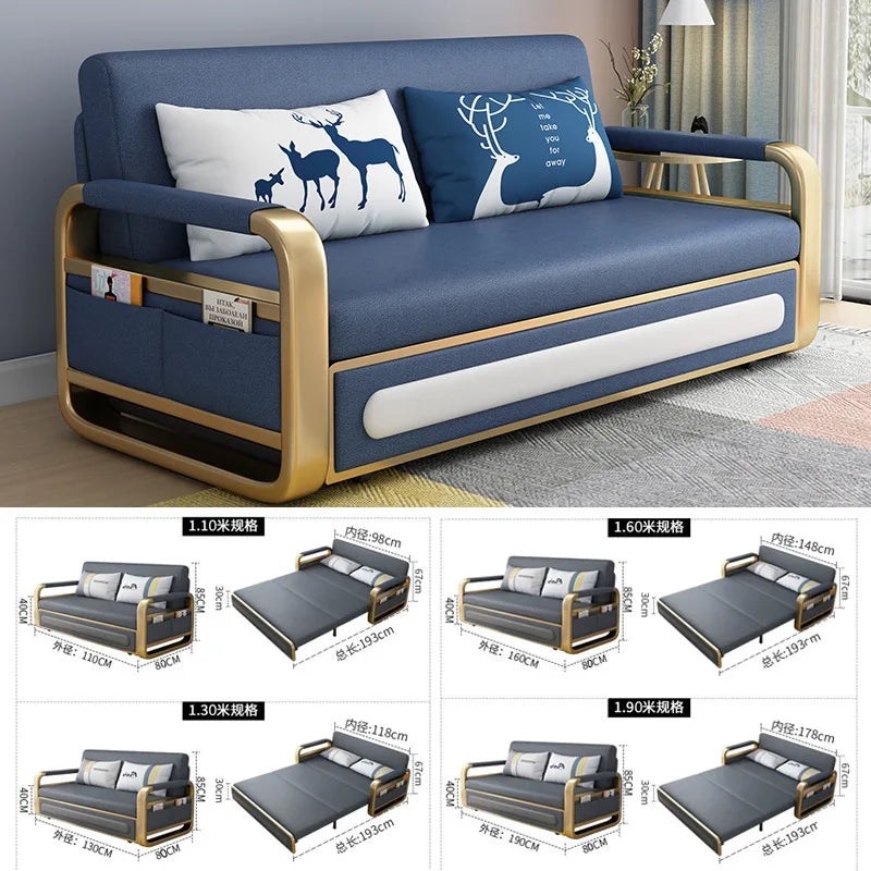 Dual-purpose simple multi-functional storage sofa bed retractable small apartment living room push-pull single double technology